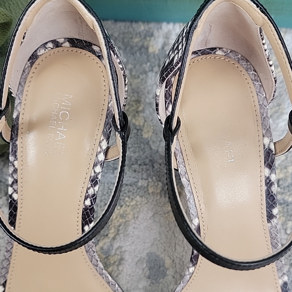 Michael Michael Kors Snakeskin 3" Leather Sandal - Picture 4 of 11